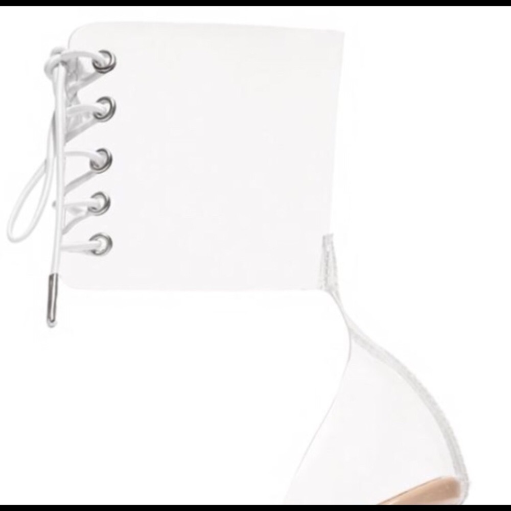 ONLY 1 PAIR LEFT NEW ARRIVAL Clear Lace Up Heels - Picture 5 of 5